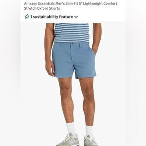 SZ 28 Amazon Essentials Men's Blue Slim-Fit Shorts